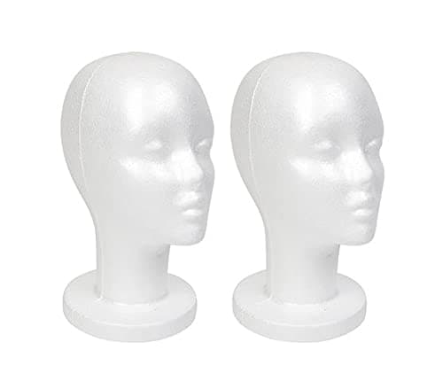 Hvit Mannekeng Hode i Skum, Styrofoam Parykkhode (2 stk)