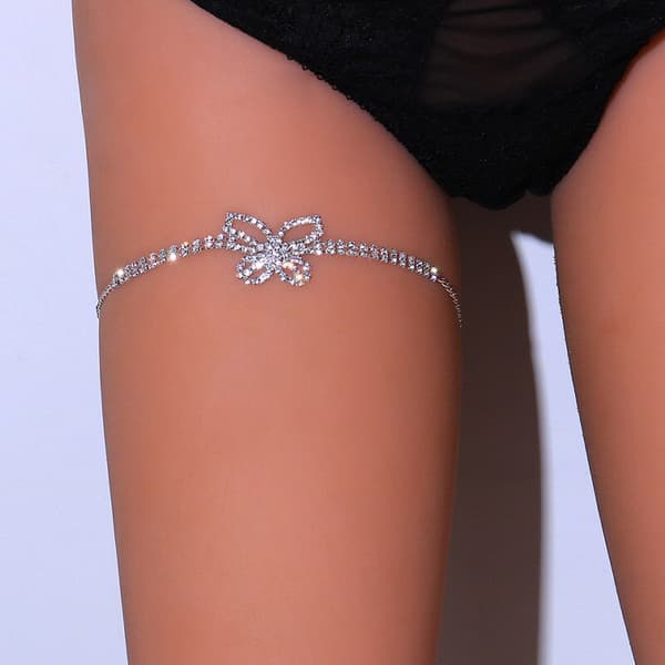 Krystal Lårkæde Glitter Sølv Lårkæde Strass Ben Bod