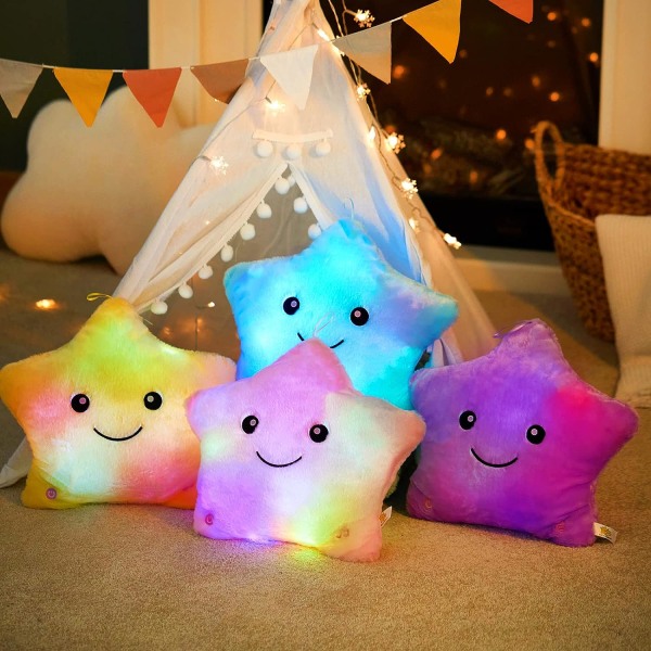 13 tums LED Glitter Stars Mjuk plyschkudde Toy Glow Stuffed Star