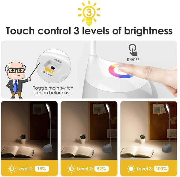 Flerfarget sensitiv LED skrivebordslampe