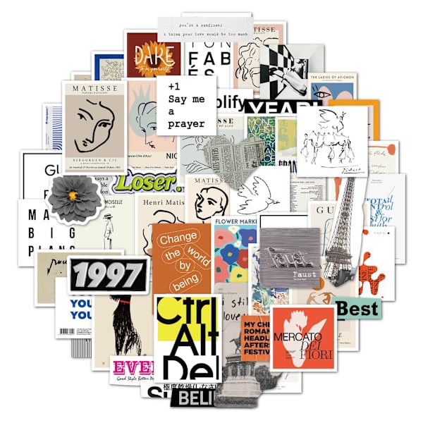 55 stk Pop Art-klistremerker, vanntette vinylklistremer for fanget