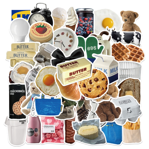 Cute Food Stickers for Water Bottles 50 Pcs Waterproof Aesthetic