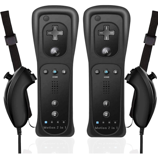 2 stk 2-i-1 fjernkontroll for Wii med Motion Plus og Nunchuck, trådløs