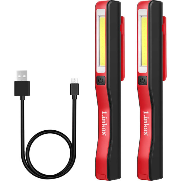 2 arbetsljus USB uppladdningsbar COB inspektionslampa ficklampa Ultra Pow