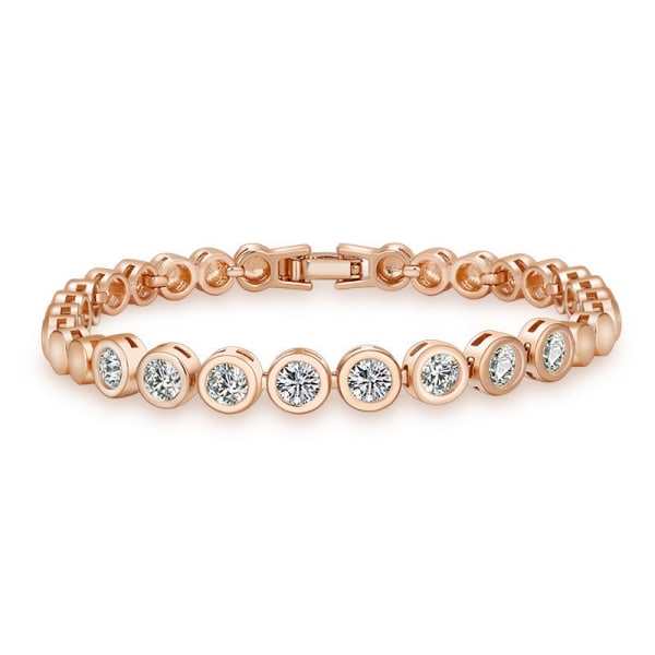 Champagne Gold Plated Rund Diamant Armbånd Kvinders Nye Smykker