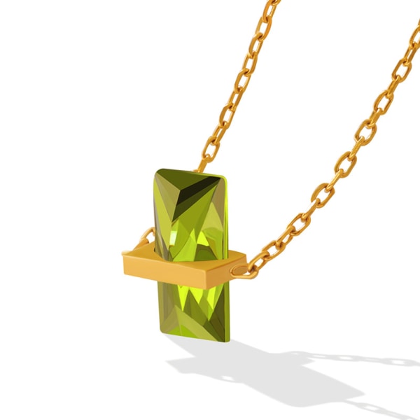 Emerald Rhombus Zircon Halsband, smycken presenter till henne, 18 + 2 in