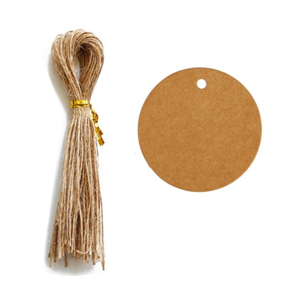100 stk Kraft-etiketter, gaveetiketter, runde etiketter 3,5x3,5 cm Kraft-etikett