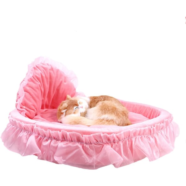 Söpö prinsessa lemmikkisänky rusetti, pitsinen kissan koiransänky (vaaleanpunainen)