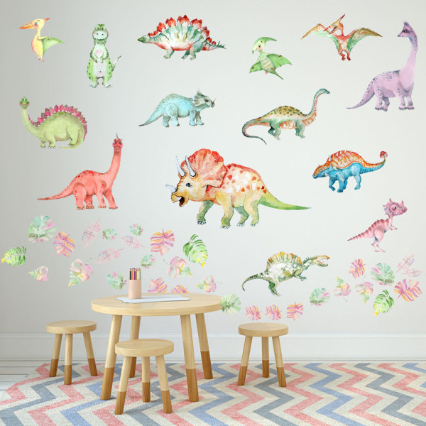 Akvarelli dinosaurusseinätarrat Dinosauruksen seinätarrat Suuri dino