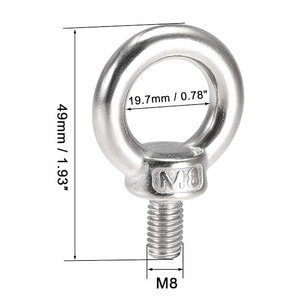 Pakke med 10 stk. M6*20 304 rustfrit stål øjebolte - Løftering - R