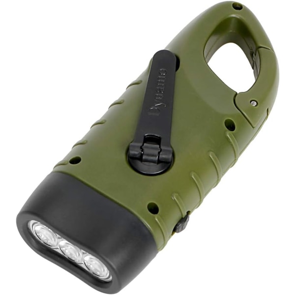 Bärbar solcellsladdad LED-ficklampa med dynamovev för Campi