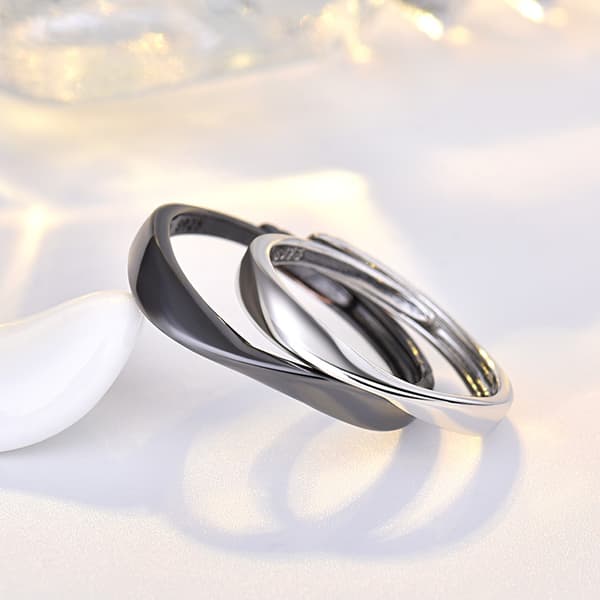 Statement Ring for Par - Bambusring for Kvinner Menn Justerbar W