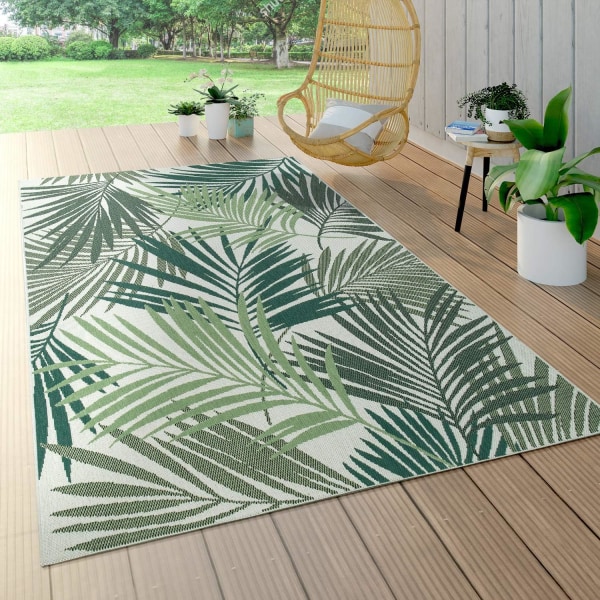 Inomhus- och utomhusmatta Flat Weave Jungle Cut Design Palmträd Flor