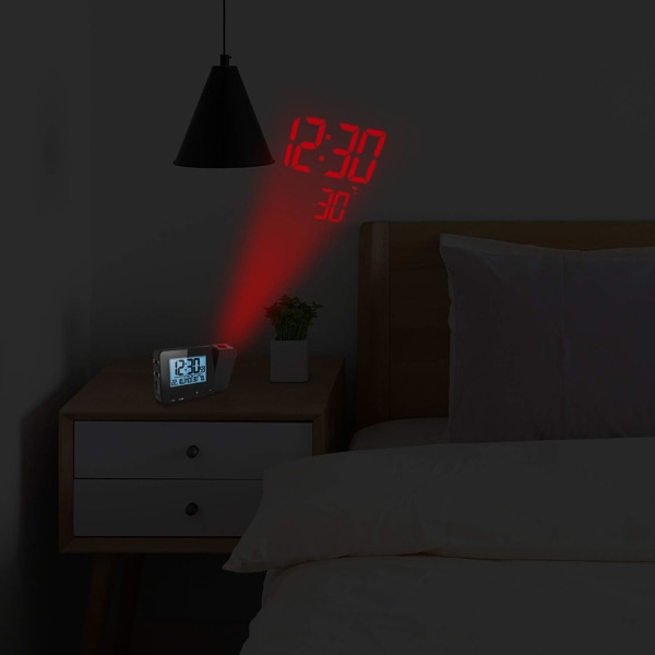 LED-projektorklocka, digital väckarklocka inomhustemperaturprojekt