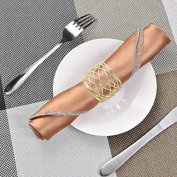 Servietringe, Servietringe, 4 stk. Metal Udhulede Rose Serviet