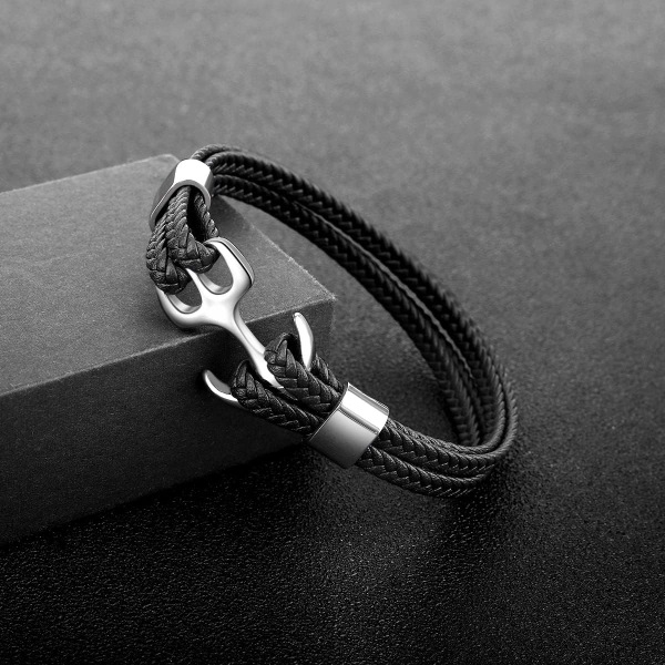 Herrarmband, läderbältesarmband, vintage flerskiktsarmband