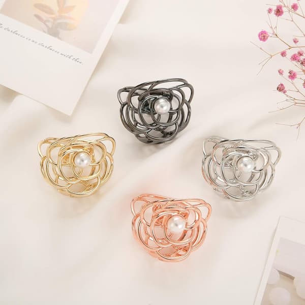 Mini Rose Hårklemmer til Kvinder 3.5cm Søde Perle Små Hårklemmer Meta