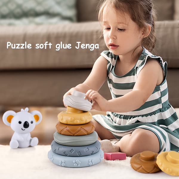 7 st Baby Stacking & Nesting Circle Toy, Mjuka Byggringar Sta