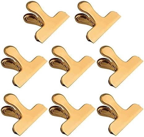 Chipspåsklämmor, 8-pack stora gyllene rostfria lufttäta påsklämmor