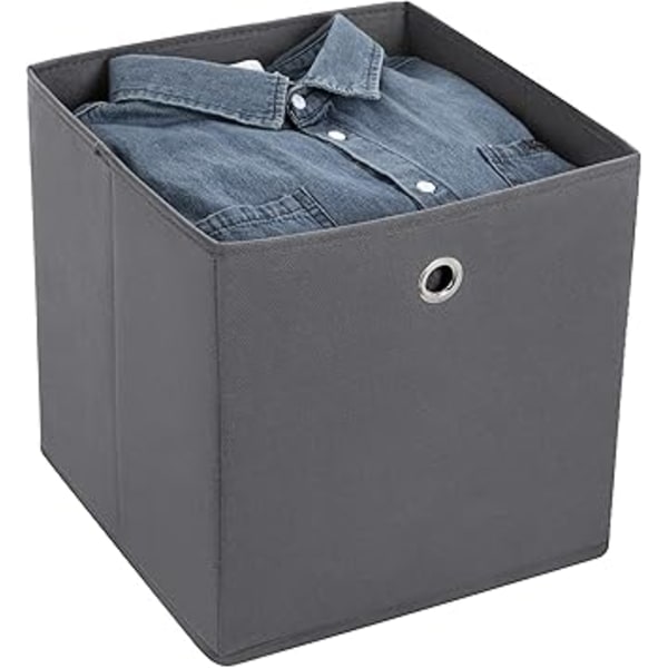 Grå 30 x 30 x 30 cm Set med 1 Vikbara Förvaringslådor i Ovävd Tyg