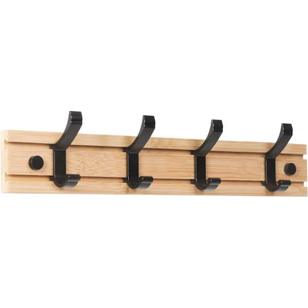 Væg krog med 4 mobile kroge, frakke kroge væg krog til håndklæder, H