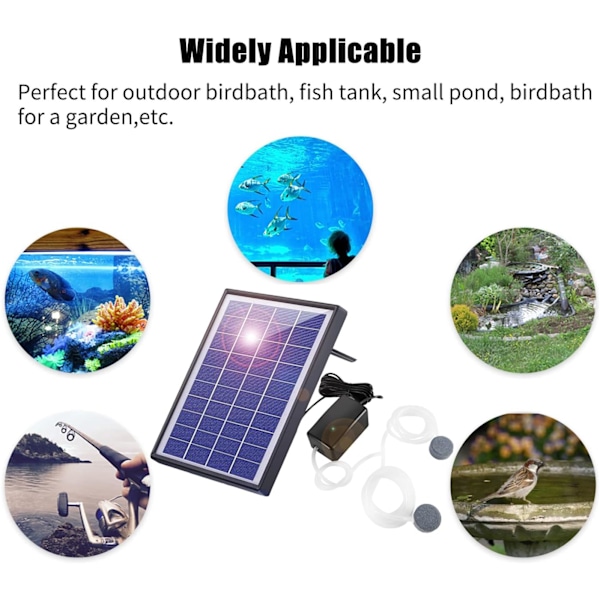 6W Solar Dam Belufter, Solar Iltpumpe, Akvarium Iltpumpe, Fiske Belufter
