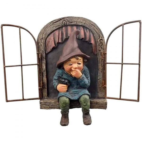 Mini Resin Have Gnome, Elver Ud Af Døren Træ Hugger, Sjov Træ S