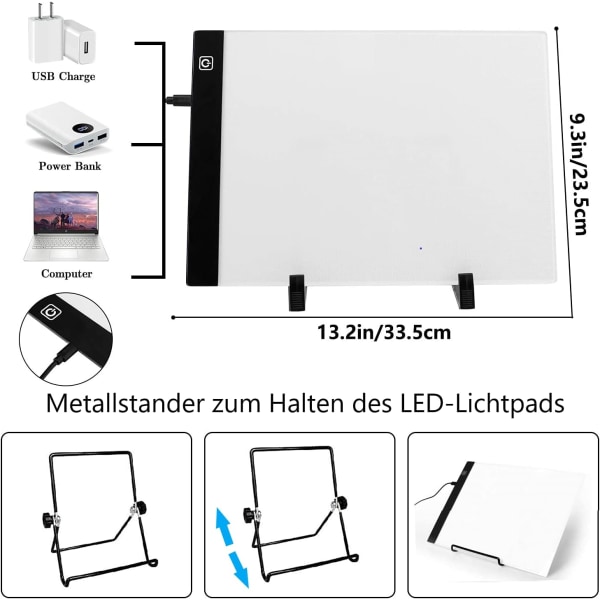 A4 Light Pad for Diamond Embroidery with Accessories, Ultra-Thin