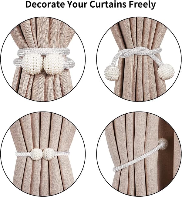 2-pack gardinbindningar - magnetiska gardinbindningar, pärlgardin