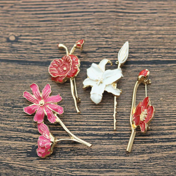 5 st eleganta blomsterbroscher kläder brosch legering corsage mode
