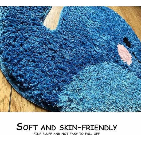 47x63cm Blå Badmatte - Hvalformet Antislipp Teppe, Vaskbar Mikrofiber