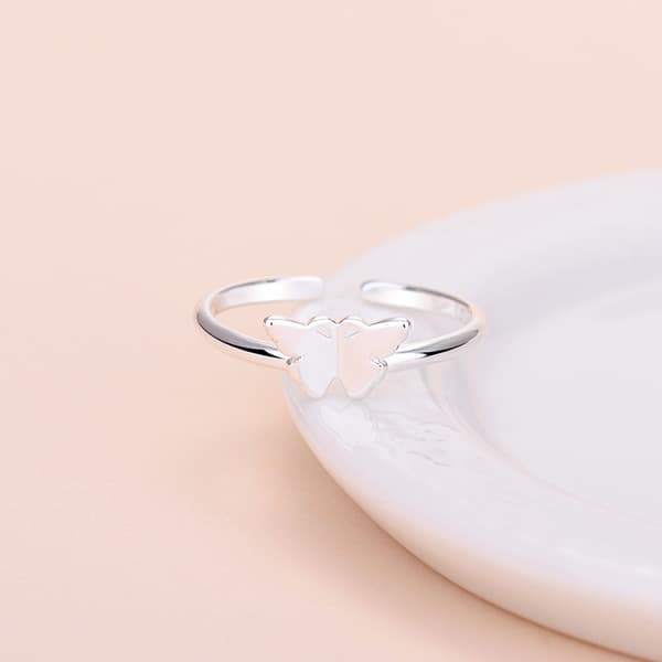 925 Sommerfugl Ring Minimalistisk Justerbar Åben Hale Finger Stackin