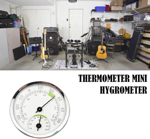 Hygrometer Romtermometer, 2 i 1 Analog Hygrometer og Termometer, Mini Termometer 5.8cm, Sølv Grønn