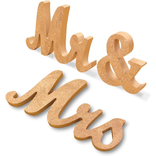 Mr og Mrs Logo Bryllupsbord Dekoration, Træ Fritstående Foto Pr