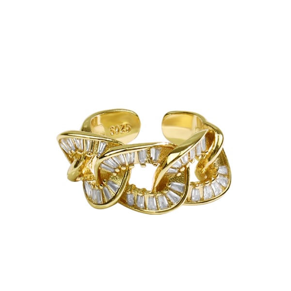Kvinder Cut Cubic Zirconia Irregular Wide Ring i guld