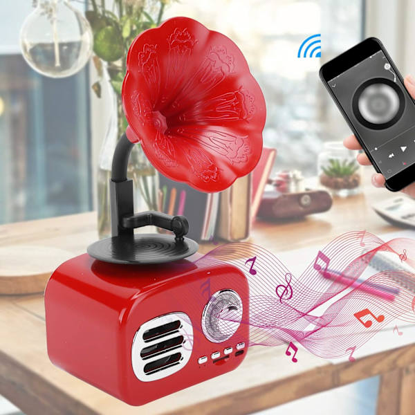 Retro Bluetooth-högtalare, Mini Gramophone Phonograph Shape Bluetoo