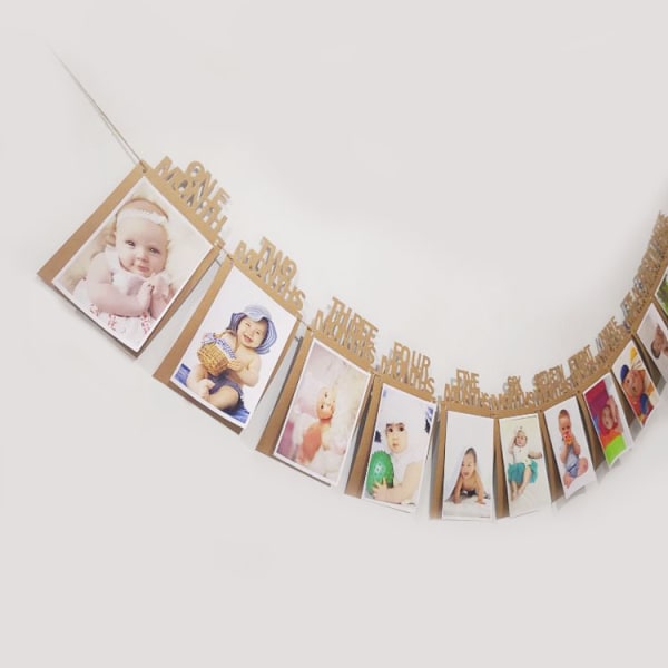 1. bursdag Bunting Garland Baby Foto Banner Baby 1-12 måneder Ph