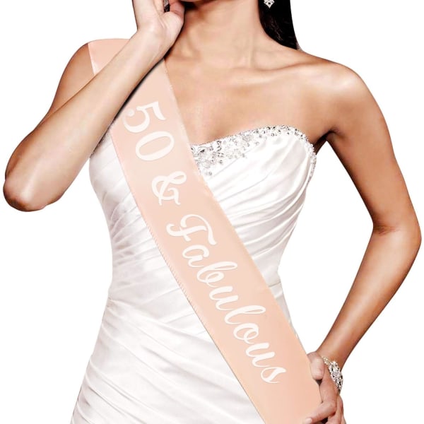 Rose Gold 50 Birthday Sash, 50 & Fabulous Satin Sash for 50 Years