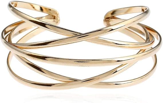 Manchet Armbånd til Kvinder, Multi-layer Cross Wire Bangle Armbånd Op