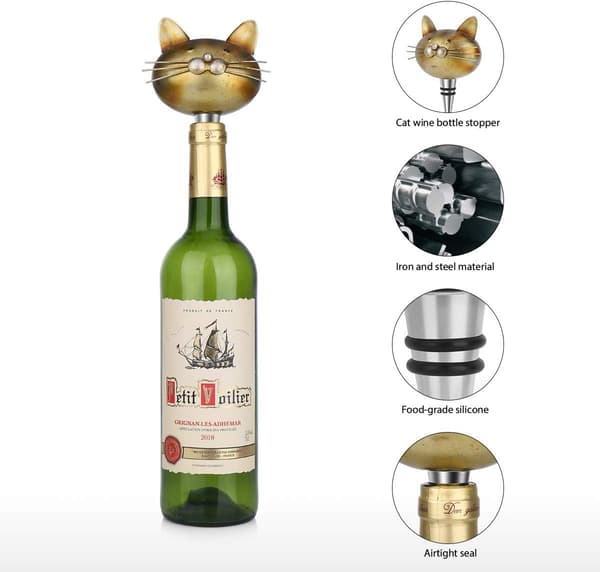 Kattpropp i järn, lufttäta och dekorativa vinflaskor, kattkork