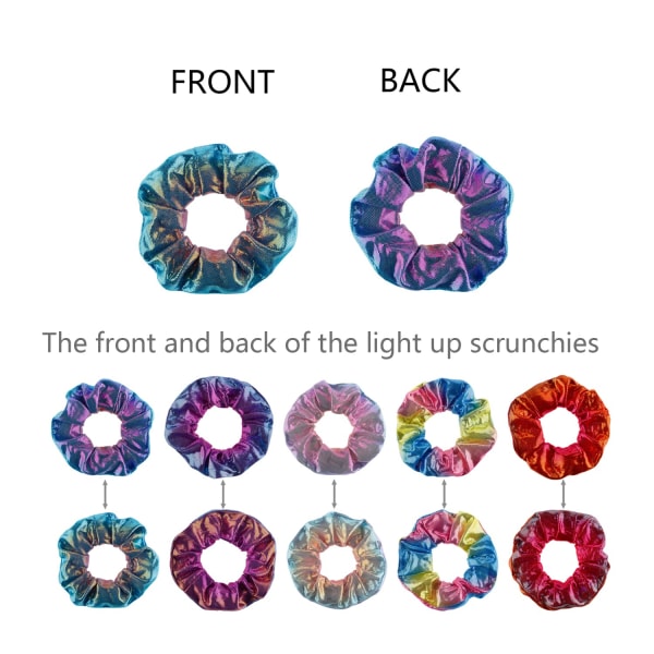 5 st Light Up Hair Scrunchies för flickor, LED-hårslips hästsvans Ho