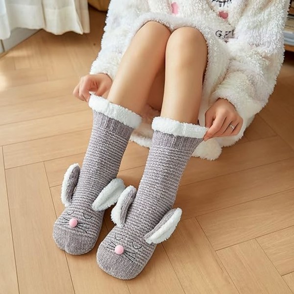 1PC Rosa Sockor Damtofflor Vinter Varma Halkfria Termiska Slip