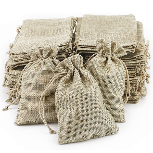 100 stk. Jutepose, lille stofpose, 100 stk. Linnedpose, Jute C
