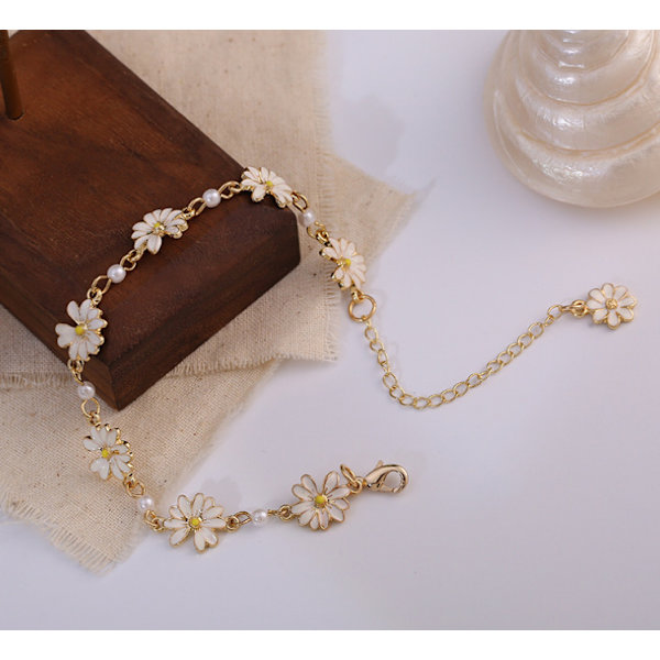 Daisy Flower Magnetisk Armbånd, Justerbar Charm