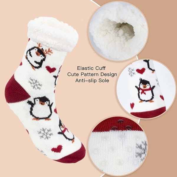 1PC Penguin Slippers Kvinders Strømper - Varme Skridsikre Strømper Vinter S