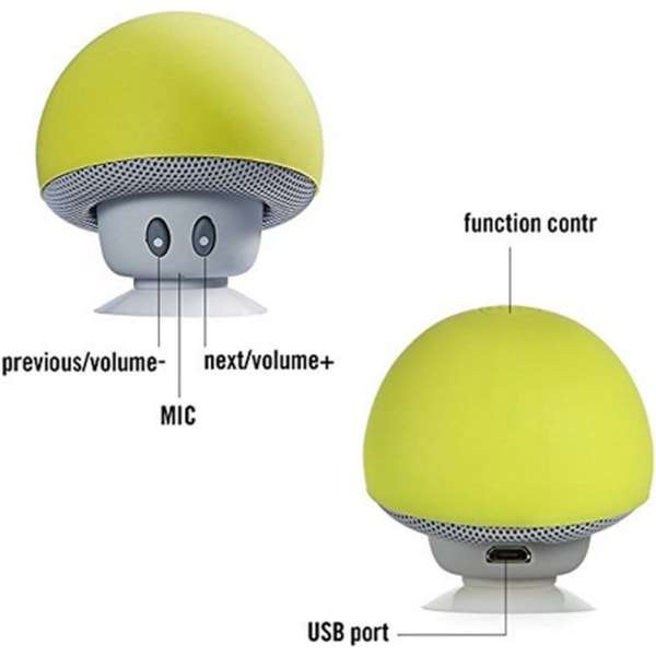 Mini Mushroom bærbar trådløs Bluetooth V2.1 højttaler og telefon