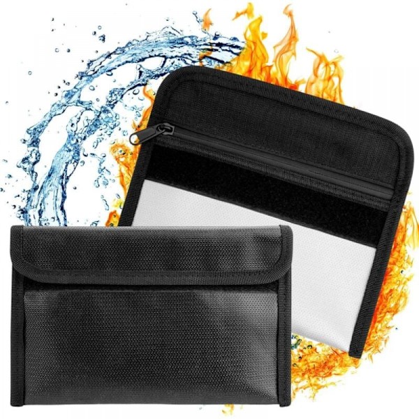 12*20cm 2 stycken brandsäker dokumentväska med blixtlås, brandsäker dokument