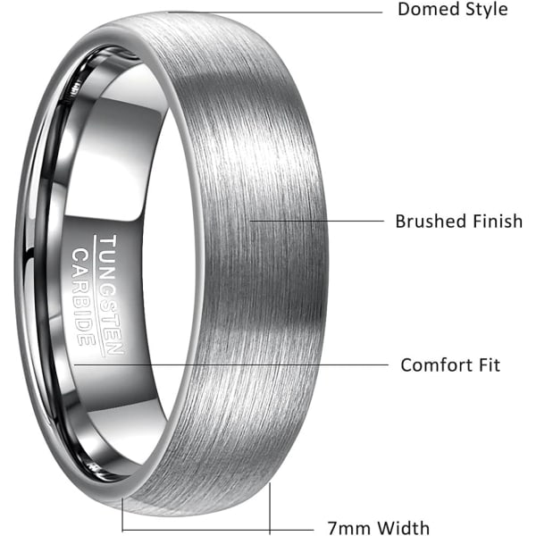 7/8mm Silver White Ring Herr/Dam Mönsterlös Tungsten Ring S