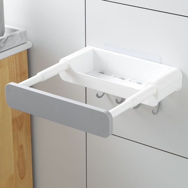 Retractable Concealed Sink Rack Free Punching Bathroom Shelf Kitchen Shelf Kitchen Pot Lid Bathroom Storage Rack Gray