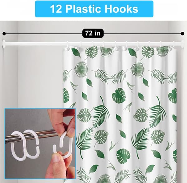 Duschdraperi Foder med 12 Plastkrokar, 180*180cm Plast Duschdraperi
